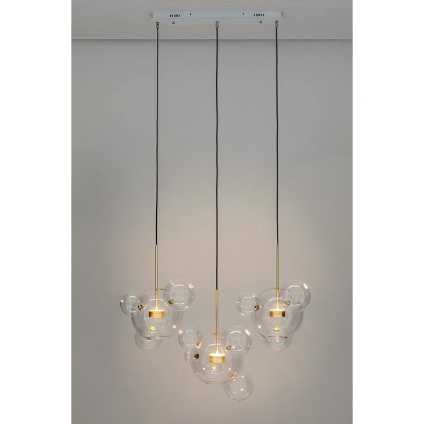 Lampa wisząca CAPRI LINE 3 złota - 180 LED, aluminium, szkło - Moosee